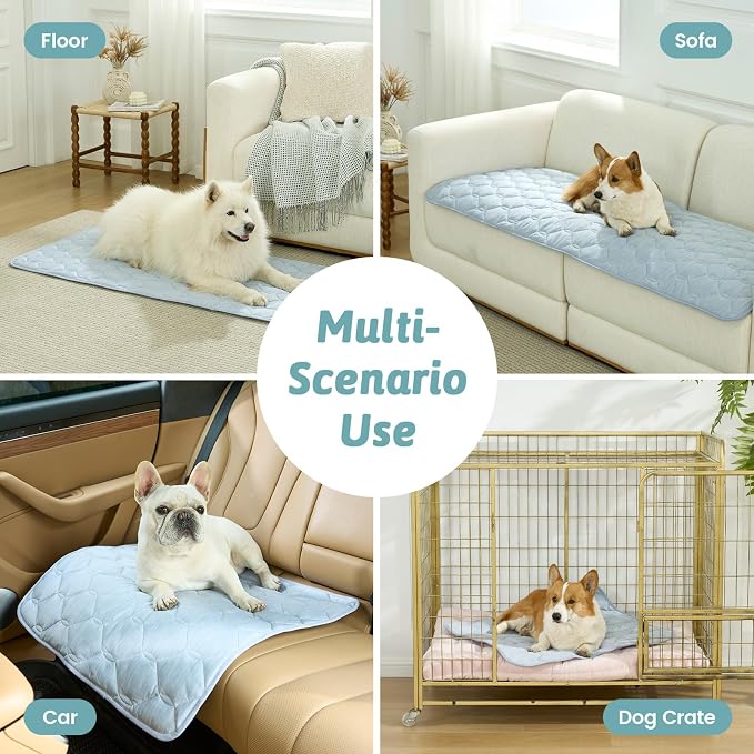 COZY KISS Dog&Cat Cooling Couch Cover, 27.5x47.0 Inch Waterproof Pet Pad, Q-Max > 0.4 Cool-Tech Fabric, Blue