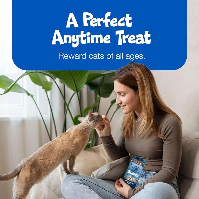 Blue Buffalo Bursts Delish Liver & Beef Crunchy & Creamy Cat Treats, Great for Training, Real Chicken Liver Natural Cat Treats Enhanced with Vitamins, Minerals & Other Nutrients, Tub 12 oz.