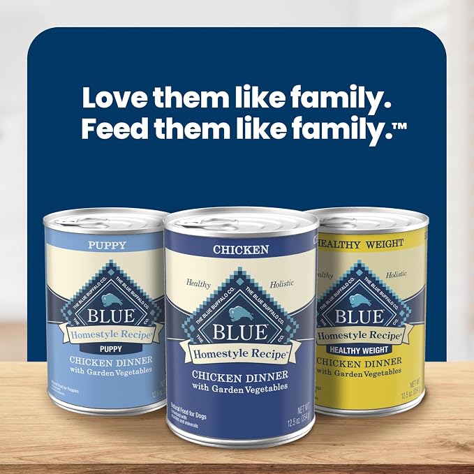 Blue Buffalo Homestyle Recipe Chicken Dinner with Garden Vegetables Natural Wet Dog Food for Adult Dogs, Paté with Natural Ingredients, Vitamins & Minerals, 12.5-oz. Can (3 Count)