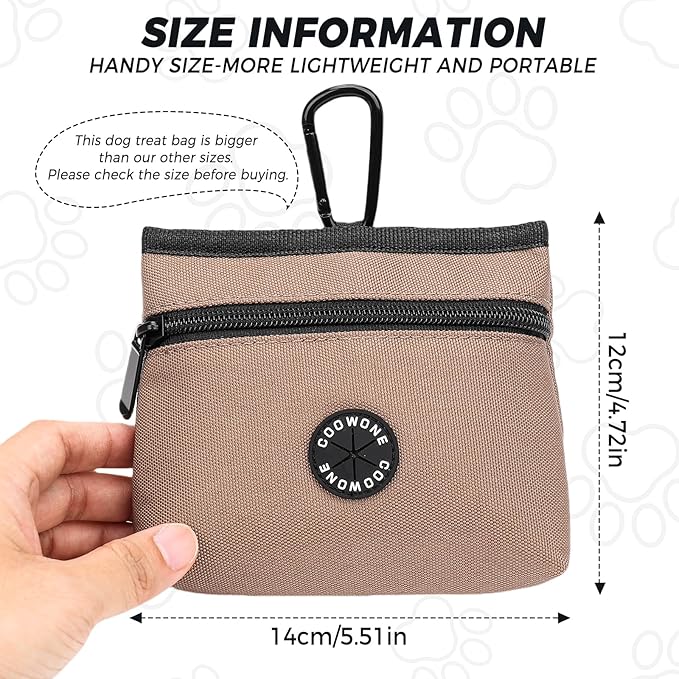 Dog Treat Pouch with Pet Training Clicker, Detachable Dog Puppy Training Treat Bag, 900D Oxford Cloth Magnetic Closure Small Dog Walking Bag for Travel or Outdoor Use (Coffee)