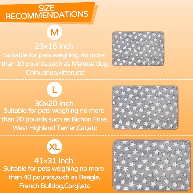 1 Pack 3 Blankets Premium Soft Fluffy Pet Flannel Blanket, Paw Printed Throw for Dogs, Cats and Puppies (Star Set, 23×16 inch, Pack of 3)