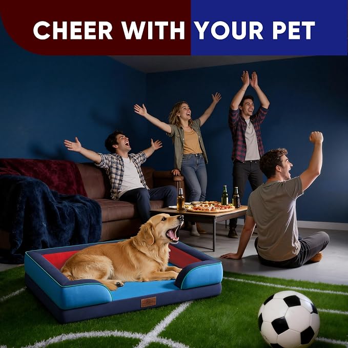 Comfort Expression Orthopedic Dog Bed for Extra Large Dogs 42x30 Inch, Waterproof Egg Crate Foam XL Pet Bed with Bolsters, Dog Couch with Washable Cover & Non-Slip Bottom, Philadelphia