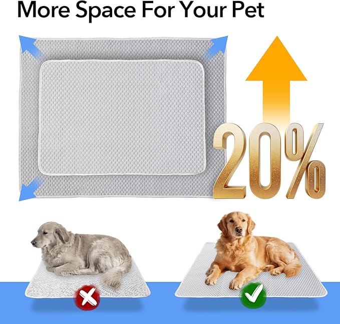 Dog Cooling Mat 38"x26" for Medium Dogs, Q-Max 0.4+ Ice-Silk Fabric, Waterproof & Machine Washable, Non-Slip Portable Pet Cooling Pad for Crate, Indoor & Outdoor Use (M)
