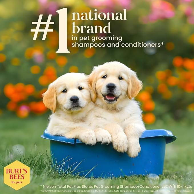 Burt’s Bees for Pets Tear Free Puppy Shampoo & Conditioner with Buttermilk, 2 in 1 Gentle Dog Shampoo for Puppies, Cleans and Conditions Sensitive Skin, 16 Fl Oz - 6 Pack