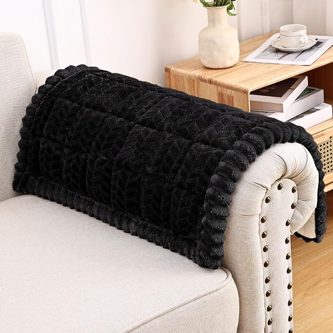 Smiry Couch Cover for Dogs, Non Slip Fuzzy Pet Sofa Arm Covers Washable for Armrest & Backrest, Soft Thick Furniture Protector for Cats Dogs, Against Fur, Dirt (Black, 27.6"x27.6")