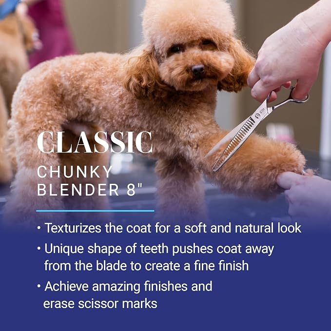 Chris Christensen Classic Series Grooming Shears, 8 in Chunky Blender Shear, Groom Like a Professional, Any Skill Level, Made From 440C Japanese Steel