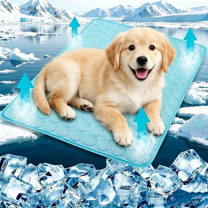 Dog Cooling Mat 22"x28" Q-Max>0.4, Absorbent & Pressure-Activated Self-Cooling, Non-Slip Scratch Resistant, Washable Cooling Mat for Dogs, Cooling Pad for Dog Bed Mats for Car Crate Patio Outdoor