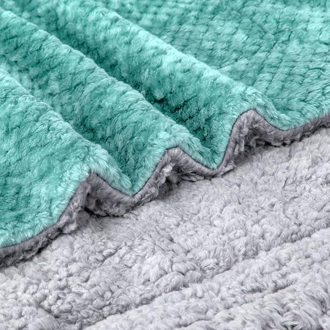 Fuzzy Blanket or Fluffy Blanket for Baby Girl or boy, Soft Warm Cozy Coral Fleece Toddler, Infant or Newborn Receiving Blanket for Crib, Stroller, Travel, Outdoor (24" x 32", DG-Blue Bell)