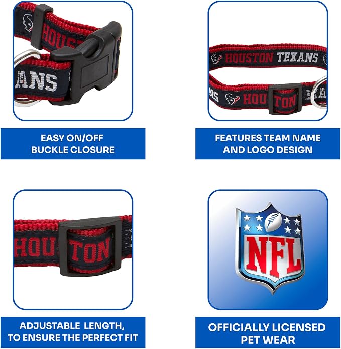 Pets First NFL Houston Texans Licensed PET COLLAR, Extra Large - Heavy-Duty, Strong, and Durable Dog Collar. Available in 31 Football Teams and 4 Sizes