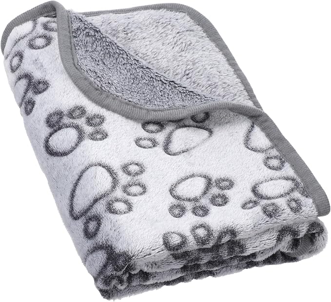 Qianyu Stuffed Small Dog Blanket 30"x20" Paw Print Pet Blanket Washable Indoor Puppy Mat Soft Warm Sleep Mat Pet Supplies Dogs Essentials for Small Medium Large Puppies Cat