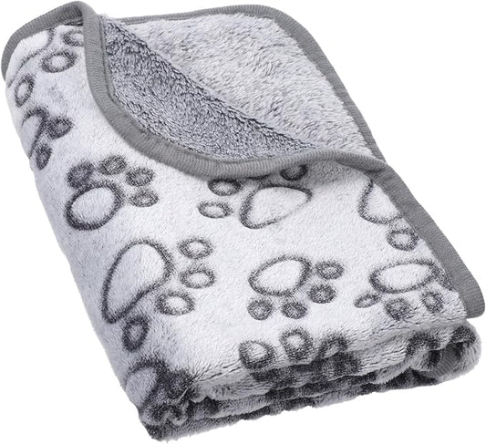 Qianyu Stuffed Small Dog Blanket 30"x20" Paw Print Pet Blanket Washable Indoor Puppy Mat Soft Warm Sleep Mat Pet Supplies Dogs Essentials for Small Medium Large Puppies Cat