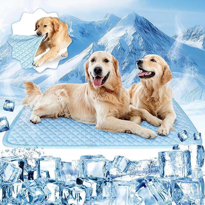 Dog Cooling Mat Thicken Cooling Mat for Dogs Self Cooling Chew Proof Dog Bed Mats Non-Slip Dog Bed Mats (Q-Max>0.5) for Indoor & Outdoor Car Seats