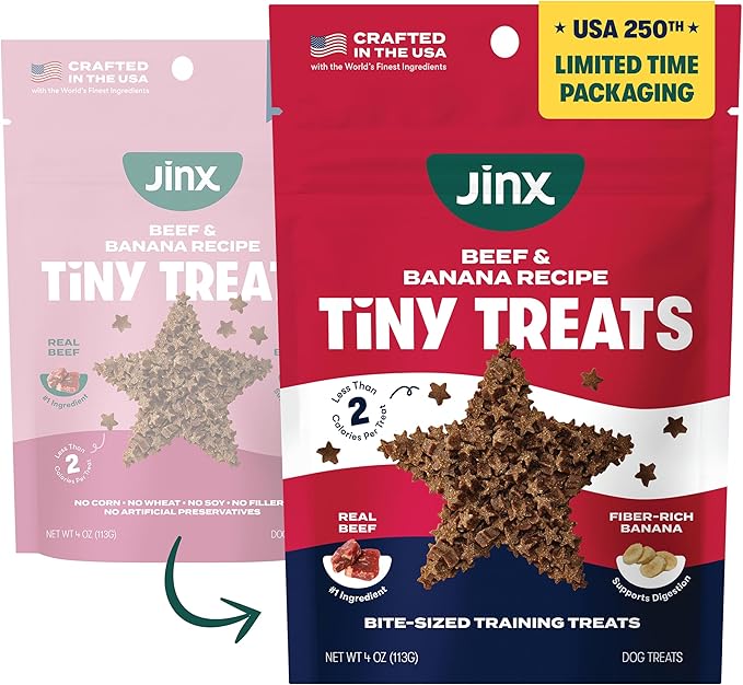 Jinx Beef Dog Training Treats - Healthy All-Natural Mini Bite-Sized Dog Treats for Training with Grass-Fed Beef - Pet Products for All Dogs (Puppies, Adults & Seniors) - 4oz