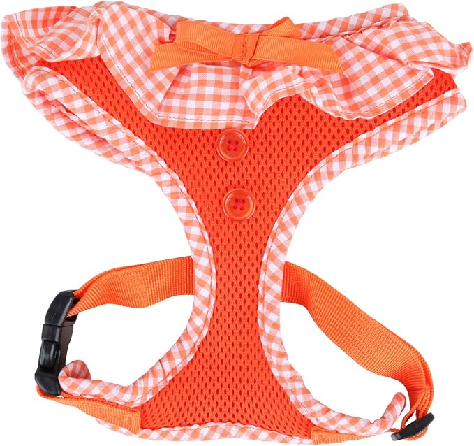 Puppia Vivien Dog Harness Over-the-Head All Season Cute No Pull No Choke Walking Training Adjustable for Small Dog, Orange, Medium