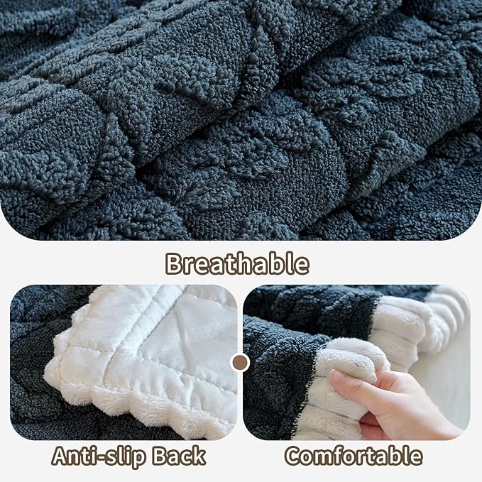 Fuzzy Couch Covers for Dogs, Non Slip Thick Dog Couch Cover Protector, Plush Pet Couch Covers for Sofa Washable, Soft Sofa Cushion Slipcovers Pet Friendly(1PC, Dark Grey, 27.6”x82.7”)