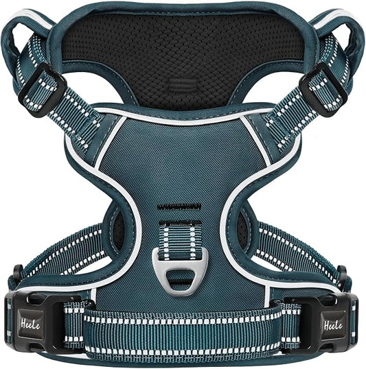 HEELE Dog Harness for Small Dogs No Pull Dog Vest Harness for Small Dog with Soft Padded Handle Reflective for Outdoor Training, Blackish Green, S