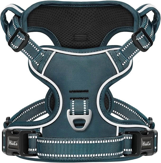 HEELE Dog Harness for Large Dogs No Pull Dog Vest Harness for Large Dog with Soft Padded Handle Reflective for Outdoor Training, Blackish Green, XL