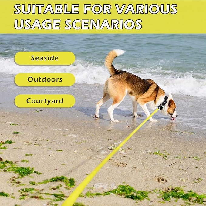 WOLFONE Waterproof PVC Dog Leash Long Training Lead 17FT Heavy Duty Tangle-Free Nylon Core Easy Clean Rubber Coated Leash for Small Medium Large Dogs Outdoor Training