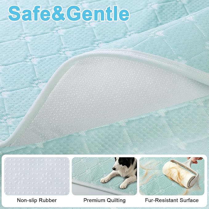 Cooling Mat for Dogs, Q-Max>0.5 Thin Breathable Dog Cooling Mat Blanket for Dogs, Anti-Slip Bottom Washable Pet Cooling Mat, Cool Relief & Portable for Travel Cooling Dog Bed,24x18, Blue.