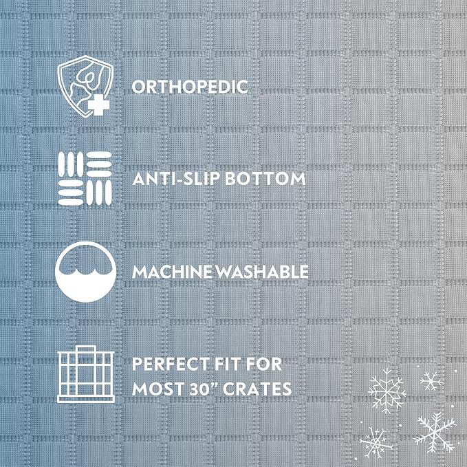 Paw Inspired Cooling Orthopedic Crate Pad for Dogs and Cats, Washable Memory Foam Dog Cooling Mat (29x18 Inch Small Size for 30 Inch Kennel, Gray)