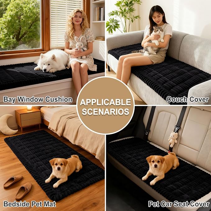 hyha Couch Cover for Dogs Washable, Non Slip Thick Flannel Sofa Protector, Pet Friendly Plush Furniture Cover for Sectional Sofa & Loveseat (Black, 27.6" x 59")
