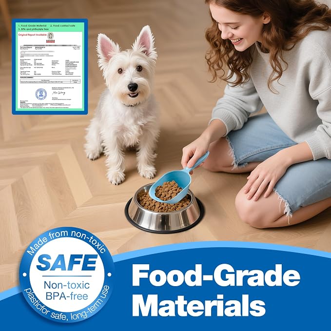 Dog Food Scoop 2 Pack, Pet Cup Capacity Cat Food Scooper With Measuring Lines For Dog, Puppy and Cat Coffee Bean, Flour Scoop Light Bule