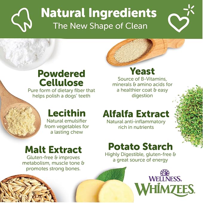 Whimzees Wellness Alligator Natural Dog Dental Treat, Chews, Freshens Breath, Small Size, 12.7 oz Bag, 24 Count