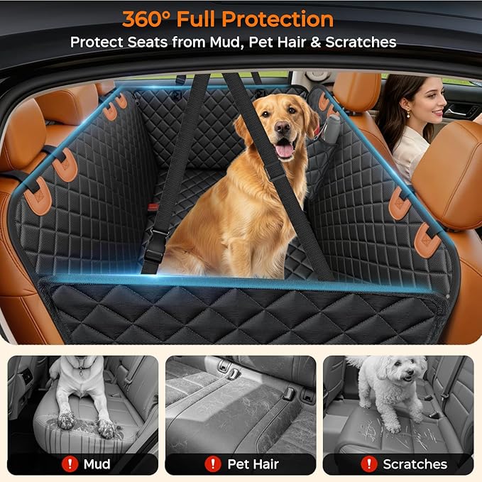 URPOWER Dog Car Seat Cover for Pets 100% Waterproof Seat Cover Hammock 600D Heavy Duty Scratch Proof Nonslip Durable Soft Back Seat Covers for Cars Trucks and SUVs