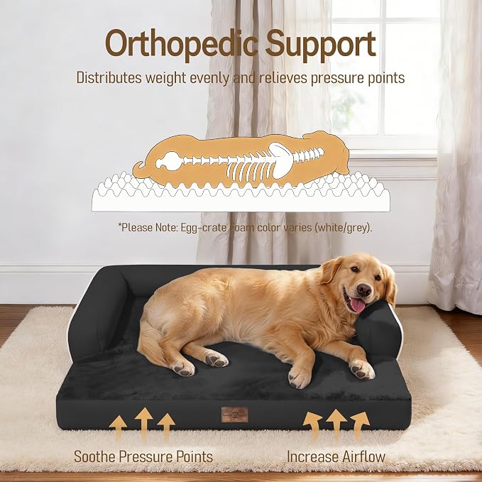 Comfort Expression Memory Foam Dog Bed - Washable Pet Bed for Big Dog Waterproof Pet Couch Memory Foam Sofa Bolster with Removable Cover - 36 x 27