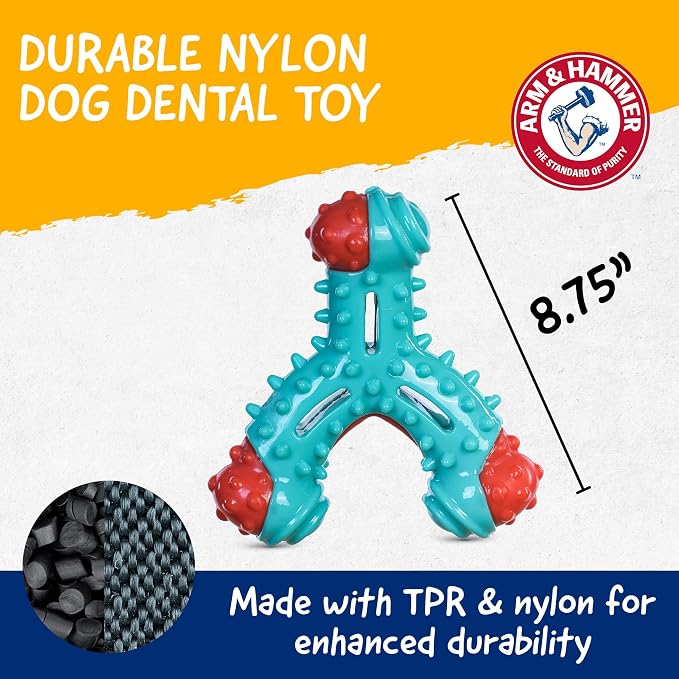 Arm & Hammer for Pets Nubbies Wishbone Dog Dental Toy Chicken Flavor Baking Soda Infused Moderate Chewers Plaque Tartar Reduction No Stuffing 24 Pack