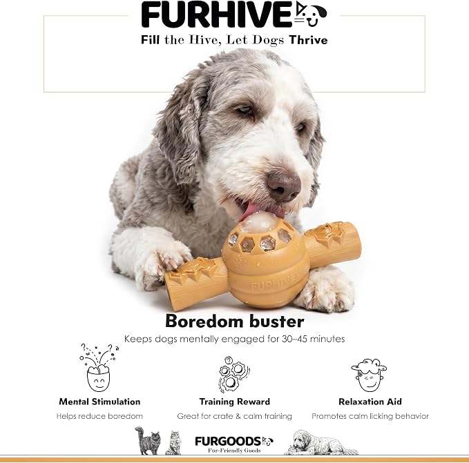FURHIVE Interactive Dog Enrichment Toy – Frozen Treat Feeder, Treat Dispenser, Slow Feeder & Lick Toy for Mental Stimulation, Boredom Relief and Calming Play