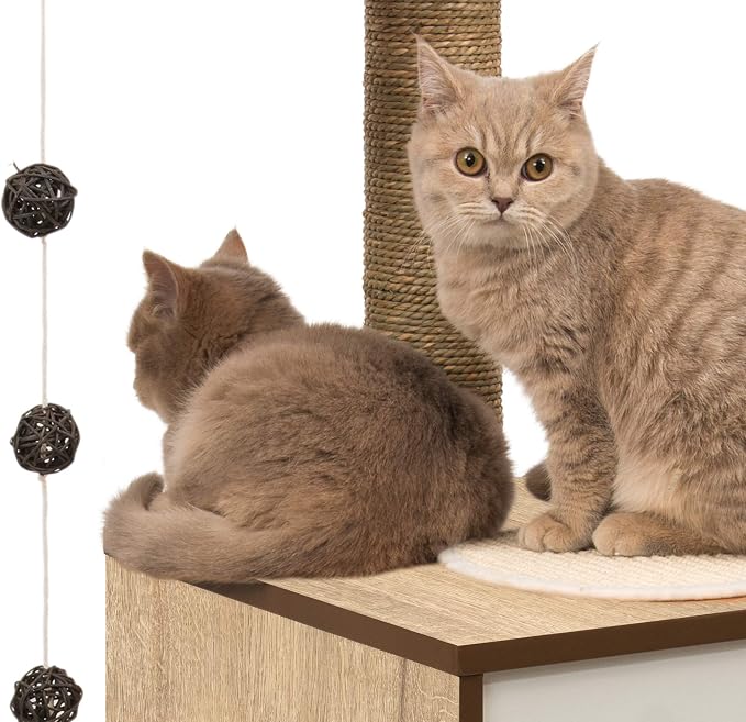 Vesper Cat Tree, High Base, Oak, 52063, 56 x 56 x 81.5 cm (22 x 22 x 32 in)