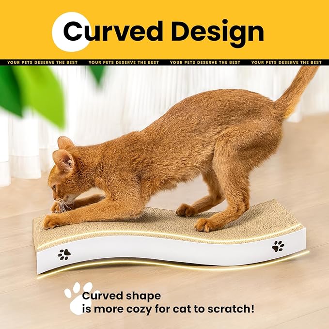 Cat Scratcher, Durable Scratch Pad, Corrugated Cardboard Scratching Board for Indoor Cats, Heavy Duty, Double-Sided Usability, Recyclable, with Catnip, Medium, 4 Pack