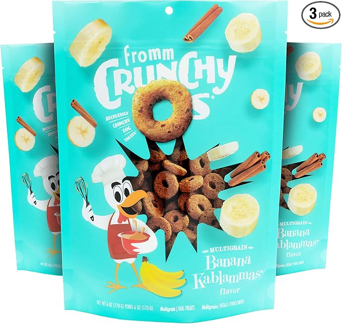 Fromm Crunchy Os Banana Kablammas Dog Treats - Premium Crunchy Dog Treats - Banana Recipe - Pack of (3) 6 oz Bags