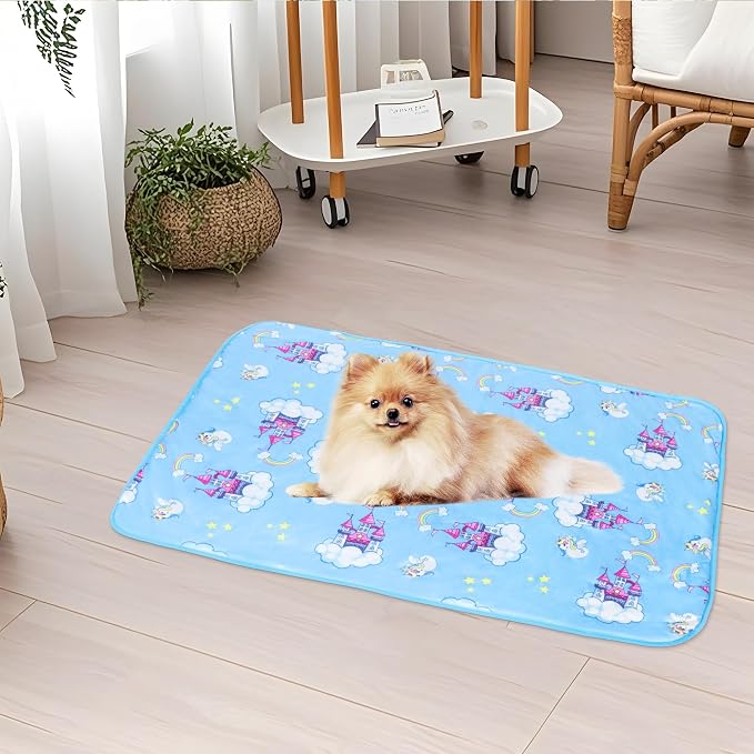 NACOCO Summer Pet Cooling Mat - Cat Dog Cushion Pad Sleeping Cool Castle Comfortable Soft for Pets Kids and Adults (Blue Castle, L)