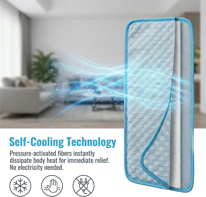 Dog Cooling Mat for Large Pets Up to 30Kg, 59"x40" Dog Cooling Mat - Gel Free Ice Silk Self-Cooling Pad, Non-Slip Summer Dog Cooling Pad, Washable Cat Cooling Mat, Blue