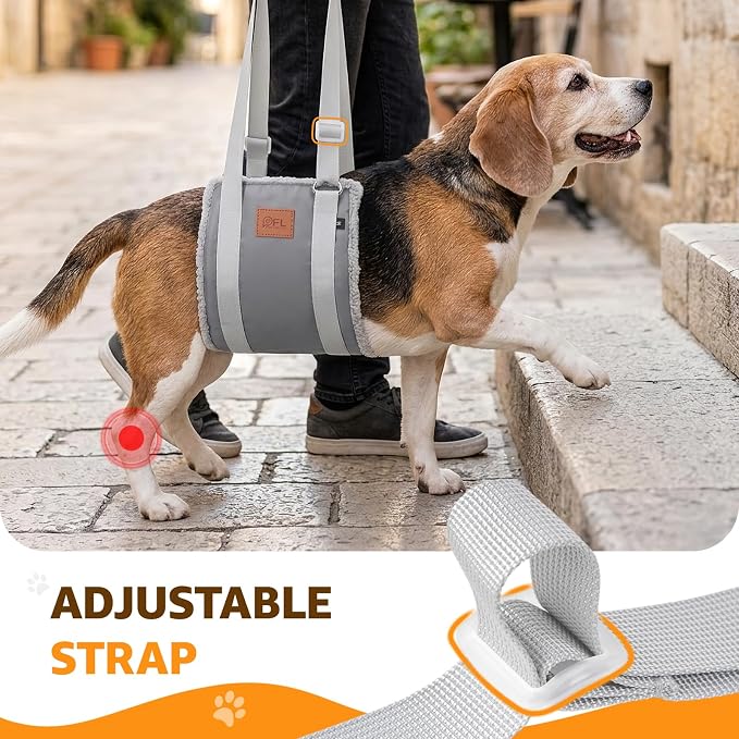 Adjustable Dog Lift Harness Dog Sling for Large Dogs Hind Leg Support Soft Lift Support for Weak Rear Legs, Helps Senior, Injured, Disabled, After ACL Surgery Dogs (Grey&Grey, Medium)