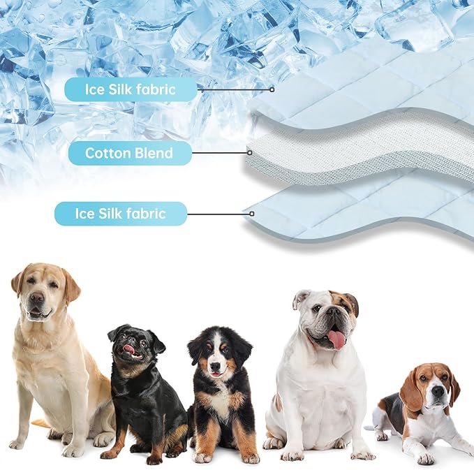 Dog Cooling Mat, Pet Washable Non-Toxic Summer Dogs Cats Cooling Pads Sleeping Kennel Mats Cool Ice Blanket for Indoor & Outdoor Dog Beach Essentials Gray Small