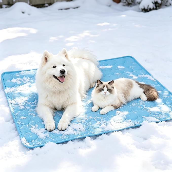 Cooling Mat for Dogs, 59"x39", Breathable Dog Cooling Mat with Q-Max>0.4 Chill Fiber, Washable Portable Dog Crate Pad for Indoor & Outdoor Summer Use, Blue