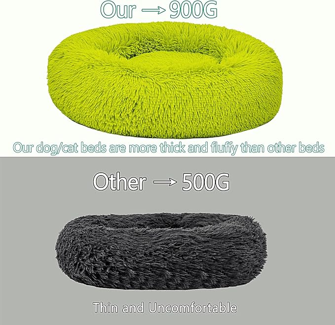 Calming Dog Bed for Small Dogs Cats, Kitty Puppy 23'' Round Anti-Anxiety Warm Fluffy Plush Faux Fur Bed, Soft Anti-Slip Donut Washable Small Pet Bed, Cozy Cat Puppy Bed, Fits up to 30 lbs Pets