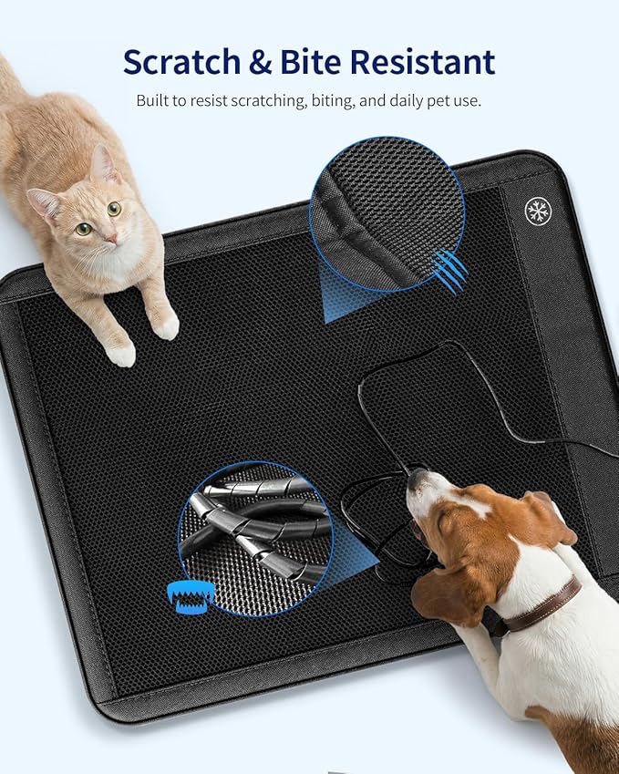 Electric Dog Cooling Mat, 30"x24" Pet Cooling Mat Indoor for Dogs and Cats, 3 Cooling Levels, Ultra-Quiet Operation, Non-Slip Chill Pad for Dogs & Cats from 22–55 lbs, Ideal for Summer