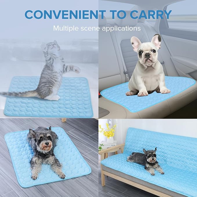 Dog Cooling Mat - 40" x 28" Washable Instant Cooling Pet Pad for Dogs & Cats, Pet Sleeping Bed for Indoor Outdoor in Summer, Portable Non-Toxic Kennel Puppy Crate Pad, Blue (XL(40'' x 28''))