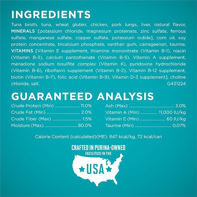 Purina ONE Natural, High Protein Cat Food, Tuna Recipe in Sauce - (Pack of 48) 3 oz. Pull-Top Cans