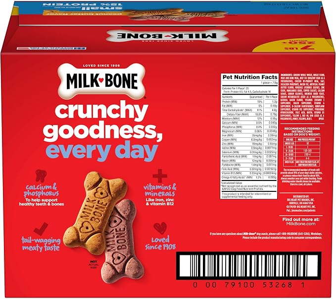 Milk-Bone Peanut Butter Flavor Dog Biscuits, Naturally & Artificially Flavored, 7 Lb. Box