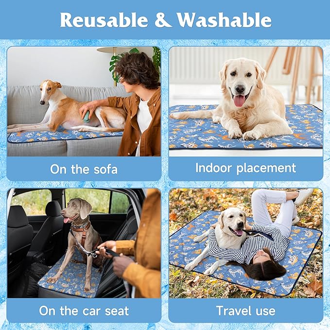 55.1"x40.2" Foldable Dog Cooling Mat, Washable Cooling Mat for Dogs, Soft Blanket for Dogs and Cats, Large