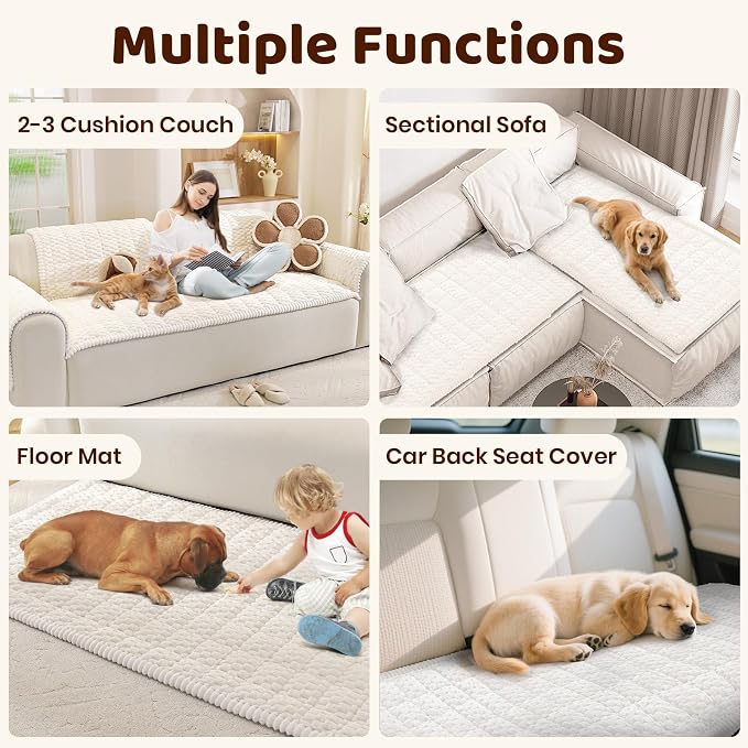 Royhom Chair Cover for Dogs, Thick Soft Couch Arm Cover, Headrest Armrest Covers, Furniture Cover for Pets Recliner Loveseat Leather Cushion L Shaped Couch (White, 27.6 x 27.6 Inch)