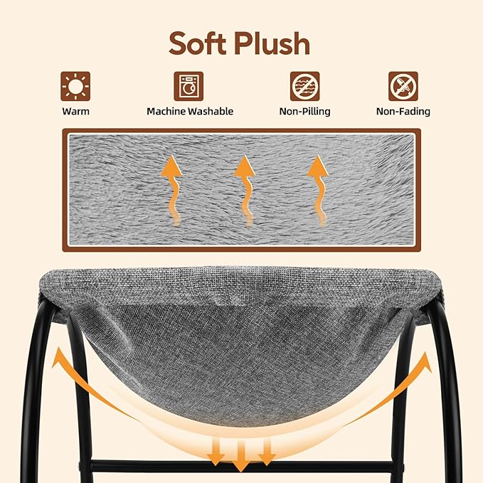 LIFLIX Raised Cat Hammock Bed, Pet Bed for for Indoor Cats, Standing Cat Cot with Washable Plush,17.1 x 17 x 9.5 inches