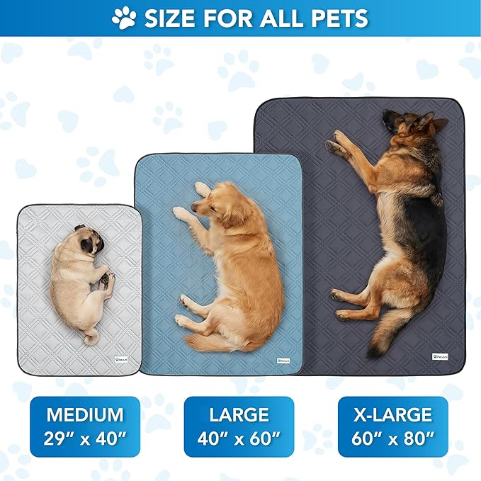 PetAmi Dog Cooling Mat, Waterproof Self Cooling Dog Pad with Non-Slip Backing, Q-Max >4.0 Pet Cooling Mat for Crate, Couch, Kennel & Car, Indoor Outdoor Summer Use, Grey, 60x80
