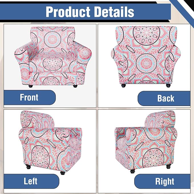 Stretch Couch Covers, Floral Printed Sofa Covers,2 Piece Armchair Slipcover with Separate Sect Cover,Washable Sofa Slipcover, Pet Friendly Furniture Protector Fit for Home (Armchair,Pink Texture)
