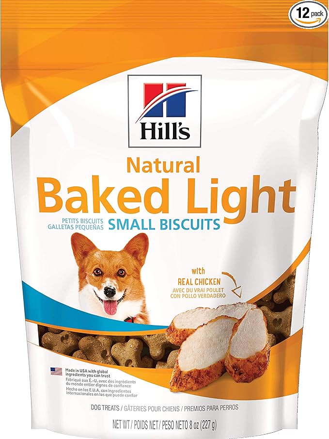 Hill's Natural Baked Light Biscuit Treats for Small Dogs, Chicken, 8 oz. Bag (Pack of 12)